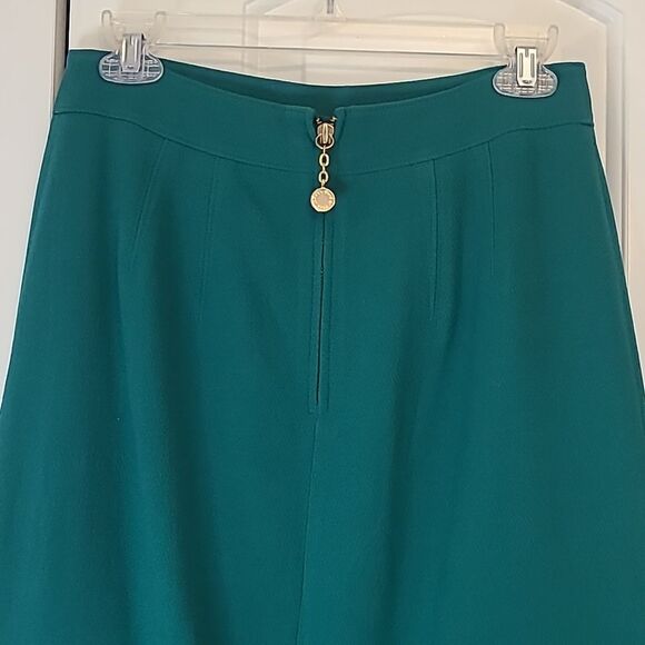 MARC Marc Jacobs TEAL WOOL SKIRT With Bows & Gold Zipper Pull Lined Size 4 Glee - Picture 5 of 10
